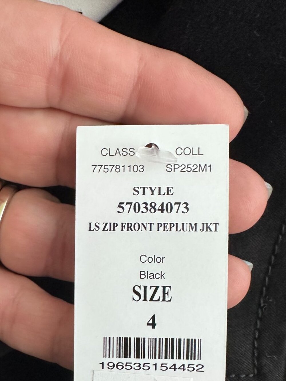 NWT White House Black Market Long Sleeve Zip Front Peplum Jacket Black #WHBM000 - Picture 7 of 9